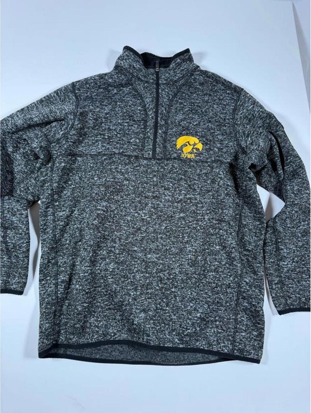 Antigua Iowa Hawkeyes Gray Quarter Zip Pullover Sweat XL